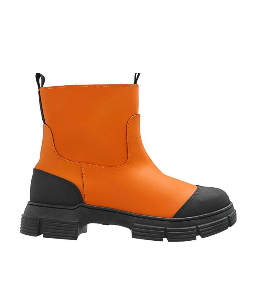 Ganni 55mm Chunky Slip-on Boots In Orange