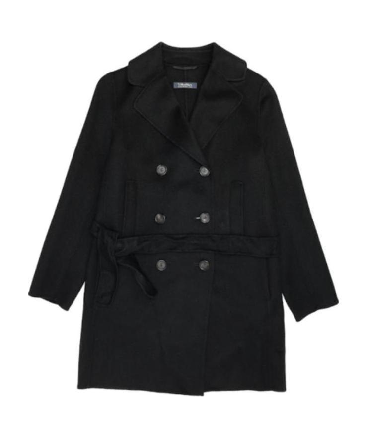 Max Mara Lapel Coat In Black