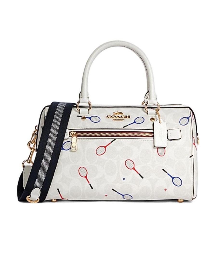 COACH WHITE LOGO PRINTED HANDBAG