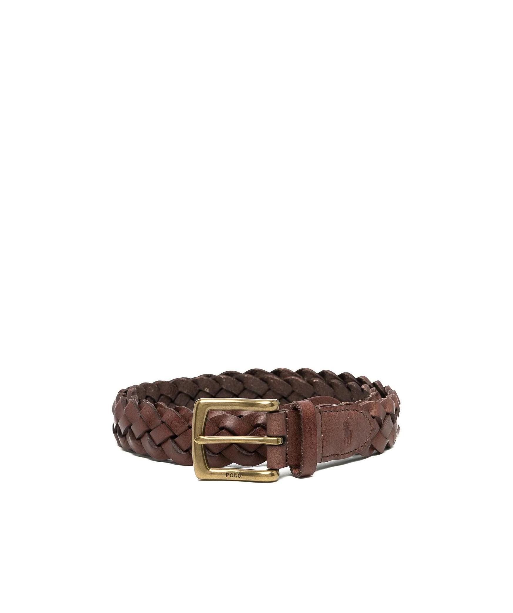 Polo Ralph Lauren Vegan Leather Braided Belt In Brown