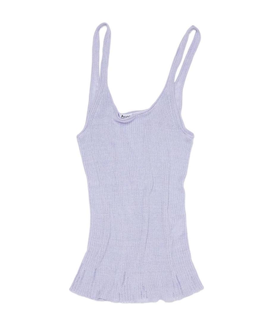Acne Studios Purple Linen Rib Knit Tank Top In Purple