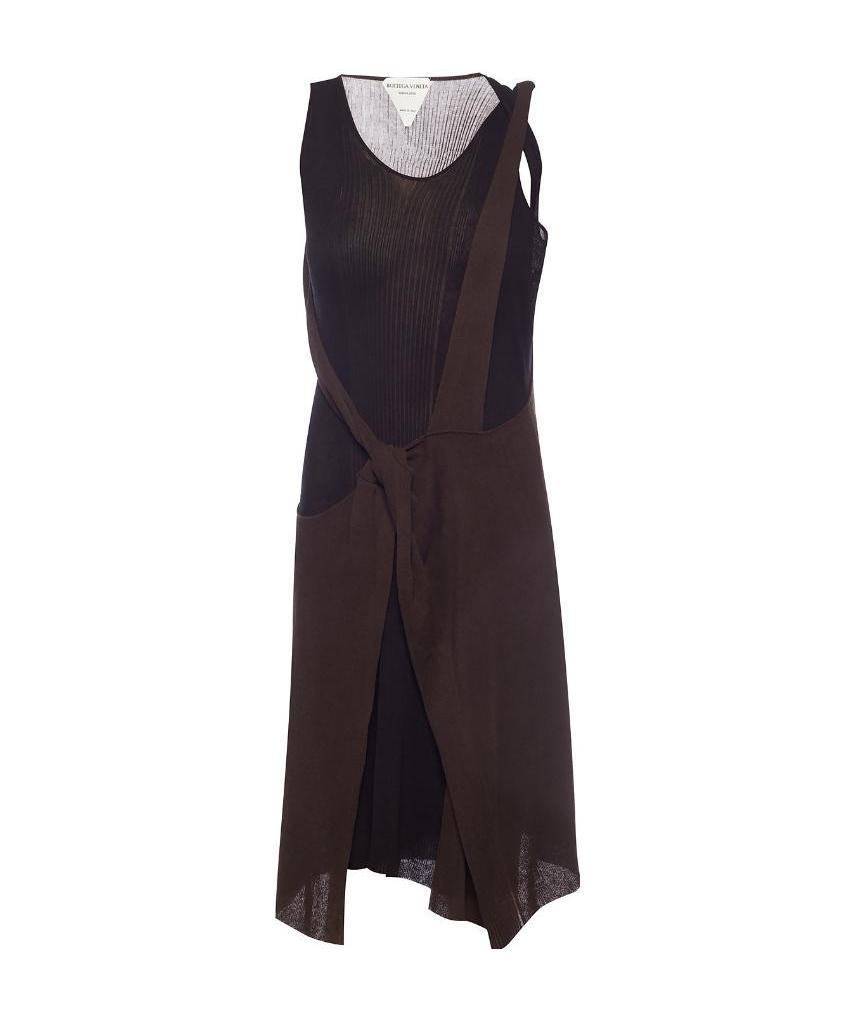 Bottega Veneta Bicolour Sheer Rib-knit Dress In Black