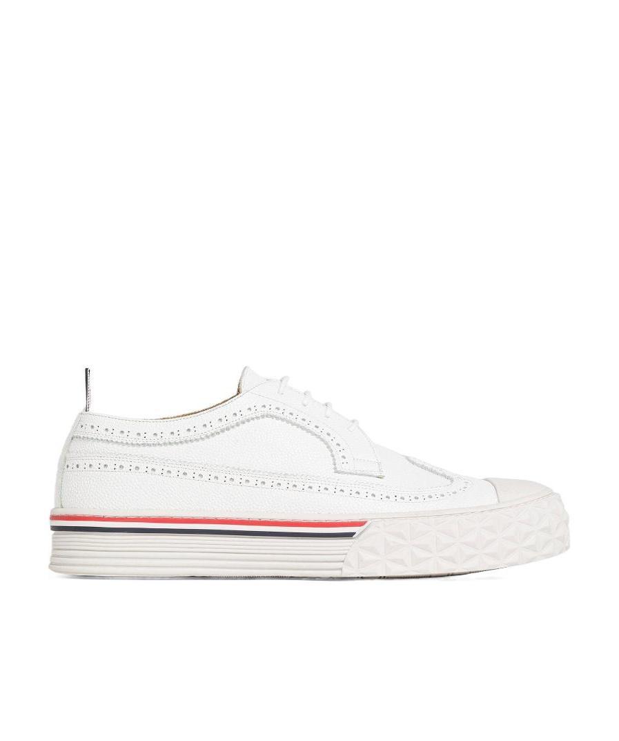 Thom Browne Tonal Brogue Sneakers In White