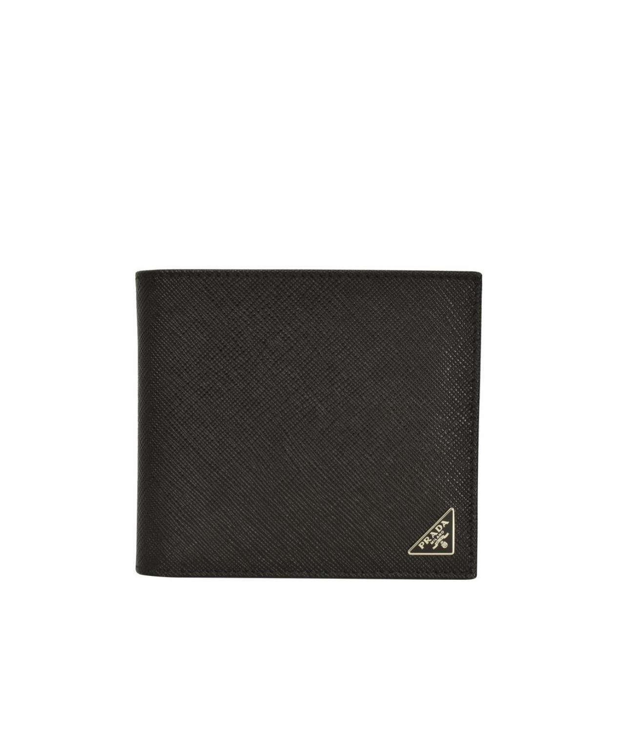 Prada Logo Logo Folded Wallet In Black