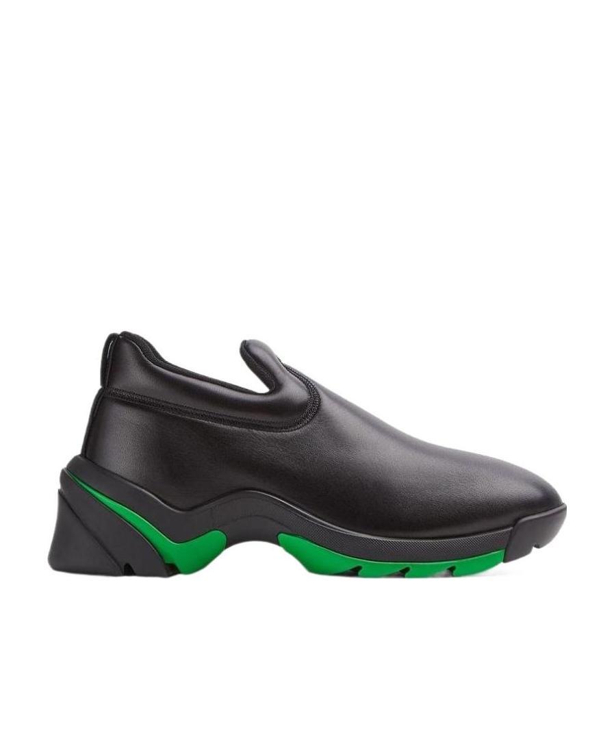 Bottega Veneta Polished-finish Ridged-sole Sneakers In Black