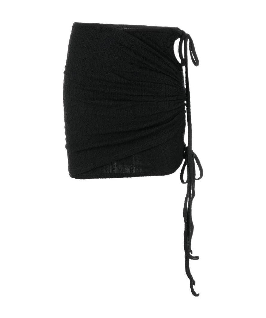 Hyein Seo Asymmetric Cut-out Strap-detail Skirt In Black