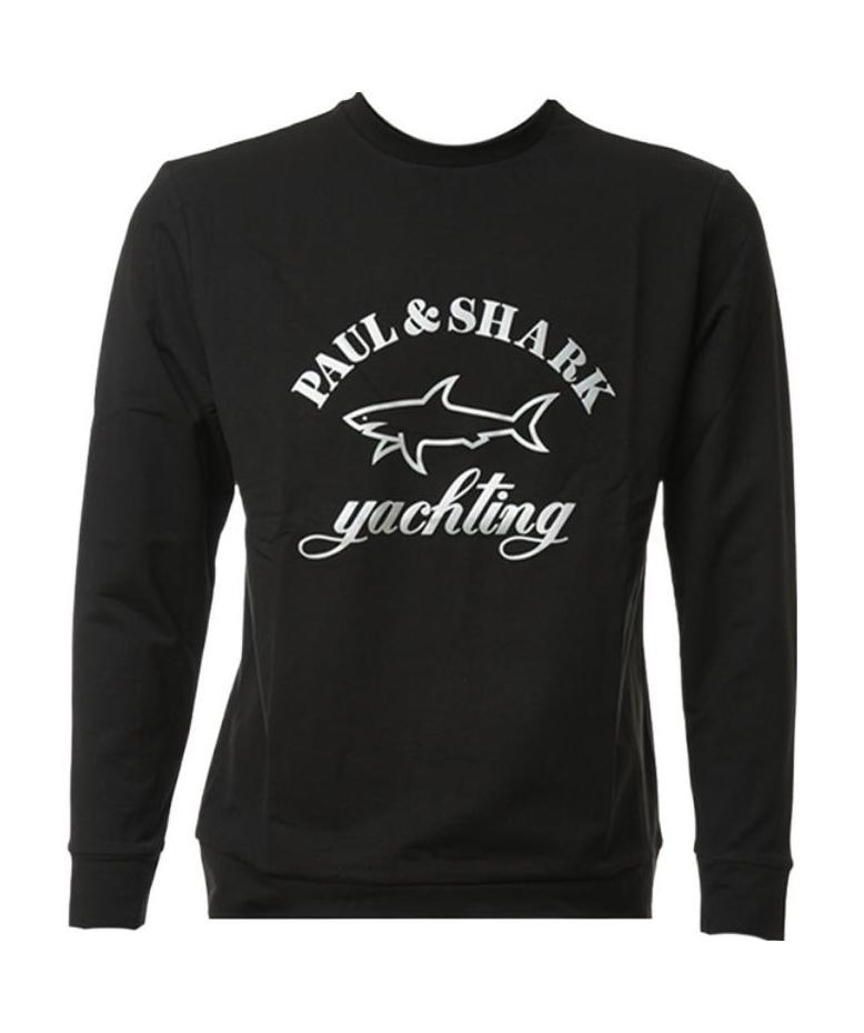 Shop Paul & Shark Round-necked Logo Sweater In Black