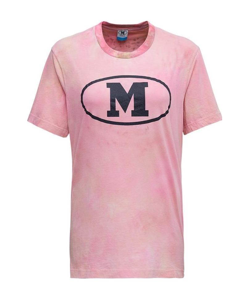 M Missoni Logo-print Round Neck T-shirt In Pink