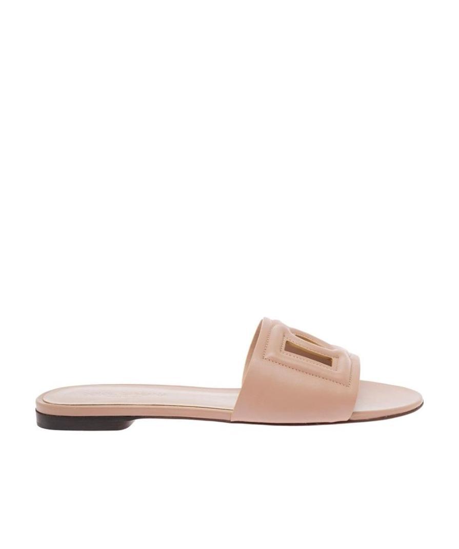 Dolce & Gabbana Piink Leather Millennials Flats In Nude