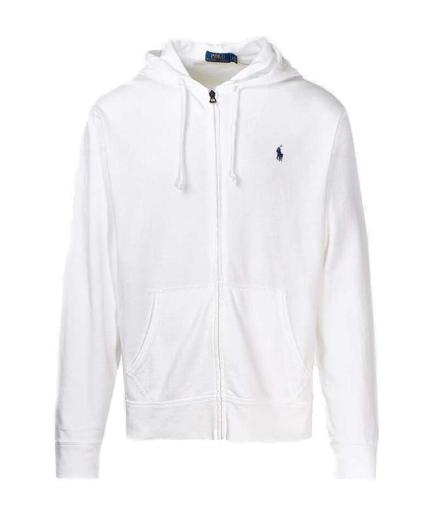Polo Ralph Lauren White Hoodie With Contrasting Logo Embroidery In Cotton Man