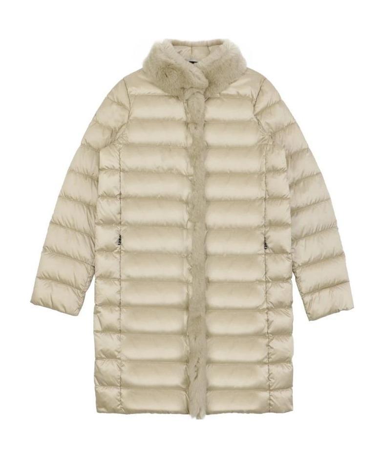 Weekend Max Mara Logo Quilted Down Jacket In Nude