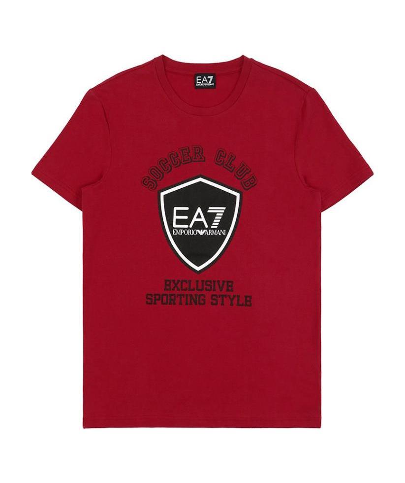 Ea7 Round Collar Logo T-shirt In Red