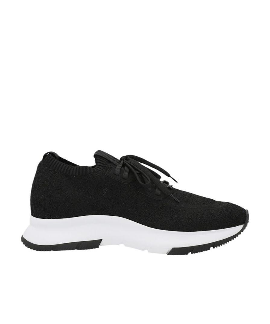 Gianvito Rossi Glover Stretch Knit Low-top Sneakers In Black