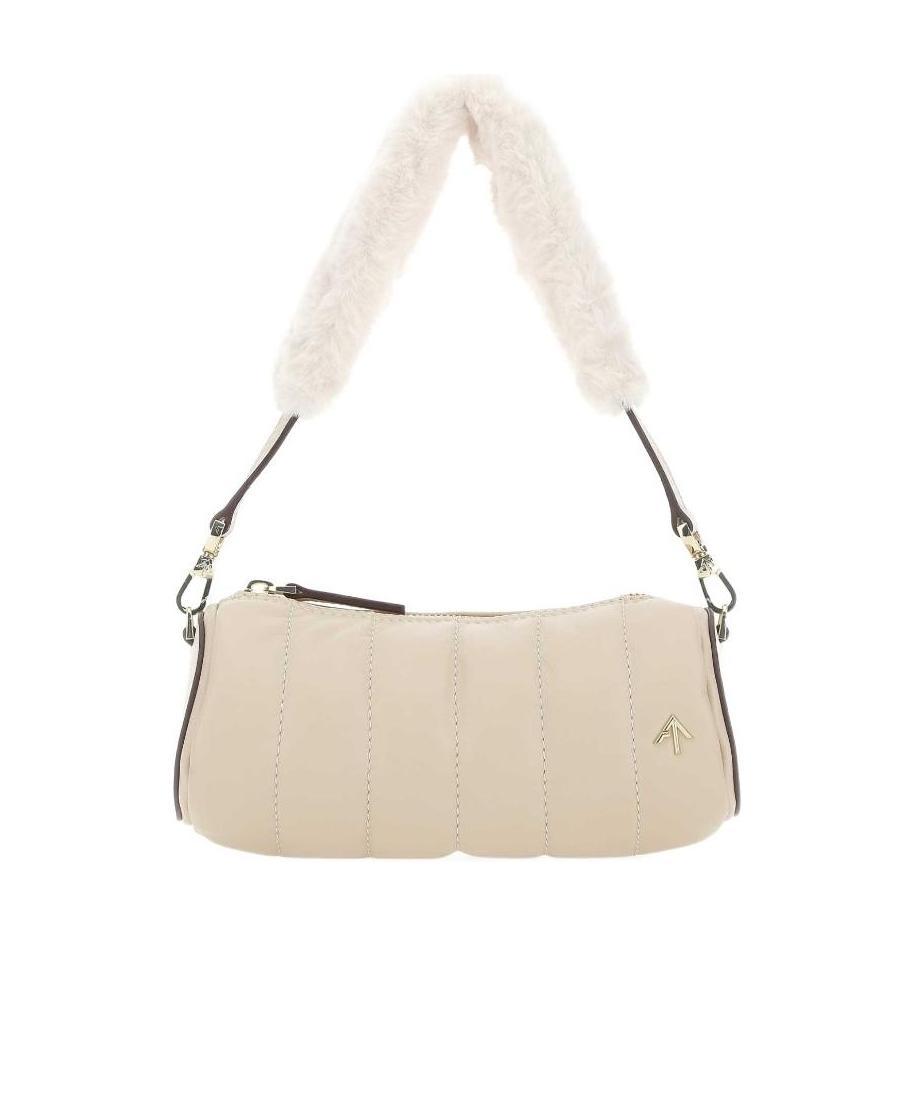 Manu Atelier Quilted Cylinder Shoulder Bag In Nude