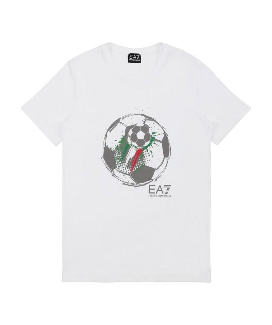 Ea7 Logo T-shirt With Round Neck In White