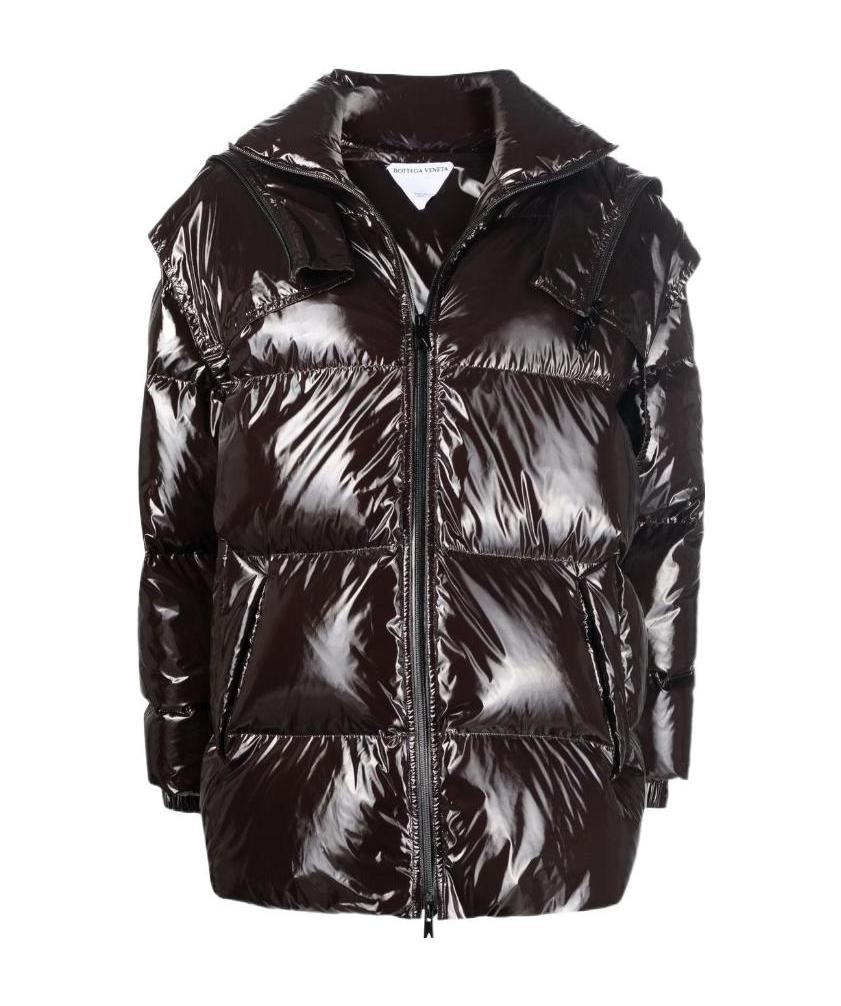 Bottega Veneta High-shine Puffer Jacket In Black