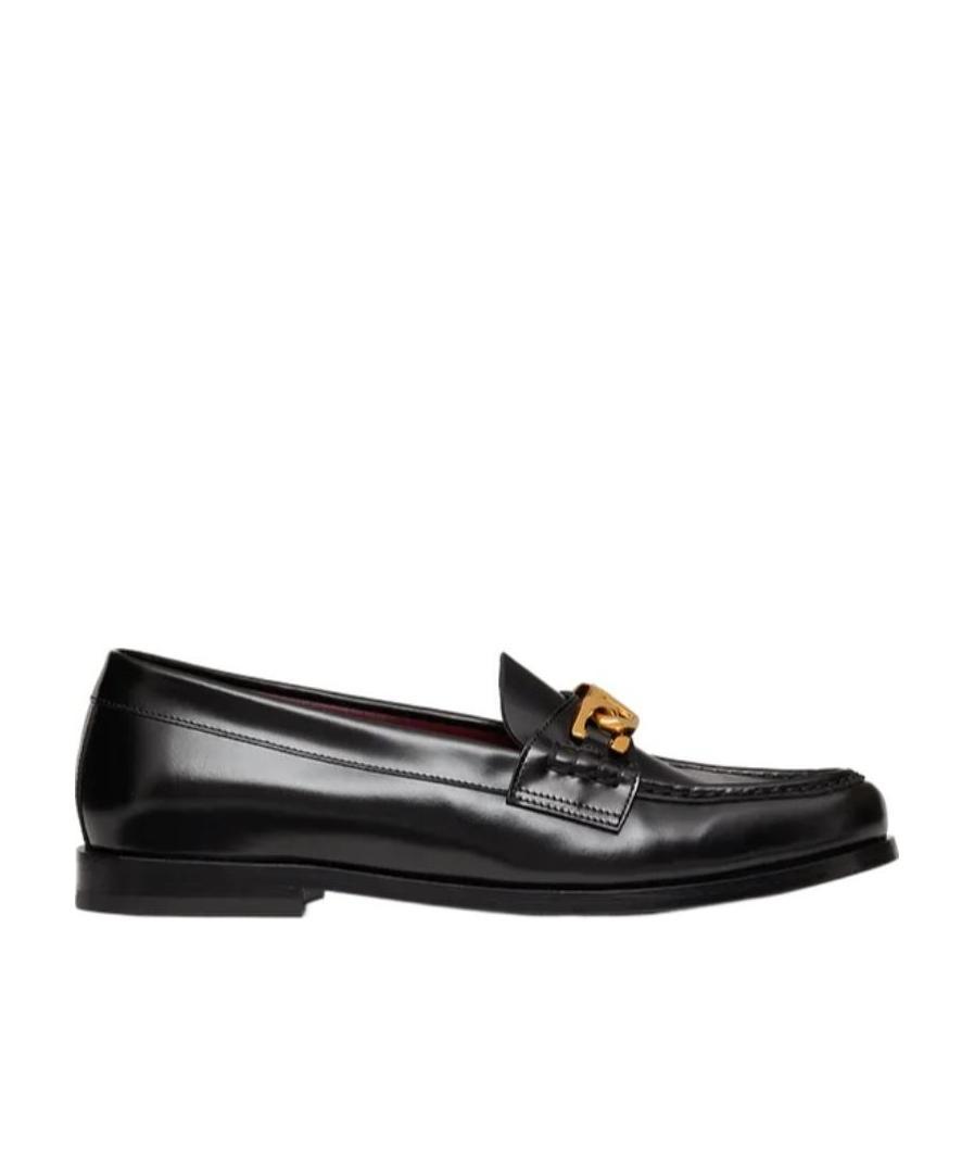 Valentino Black Vlogo Signature Leather Loafers In Black