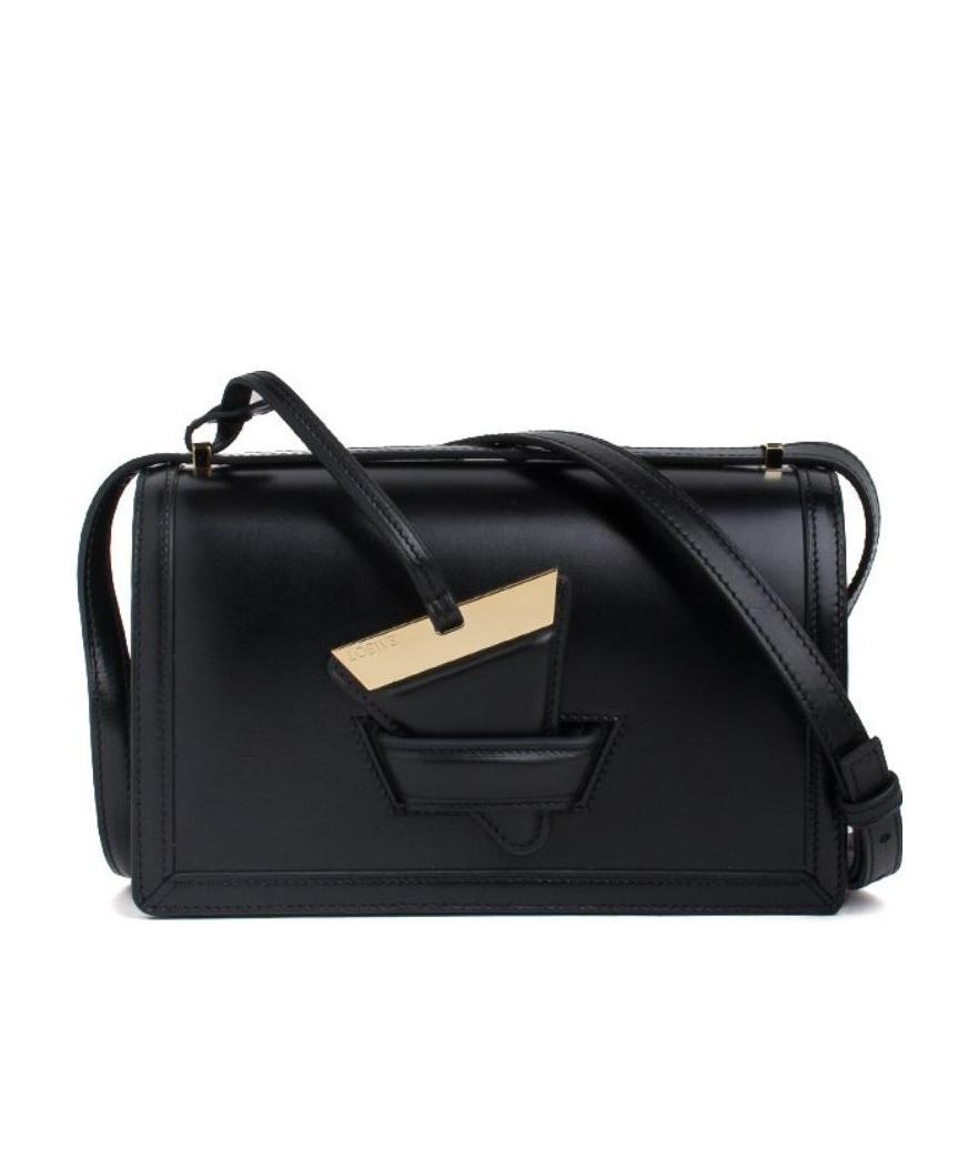 Loewe Barcelona Logo Engraved Shoulder Bag In Black