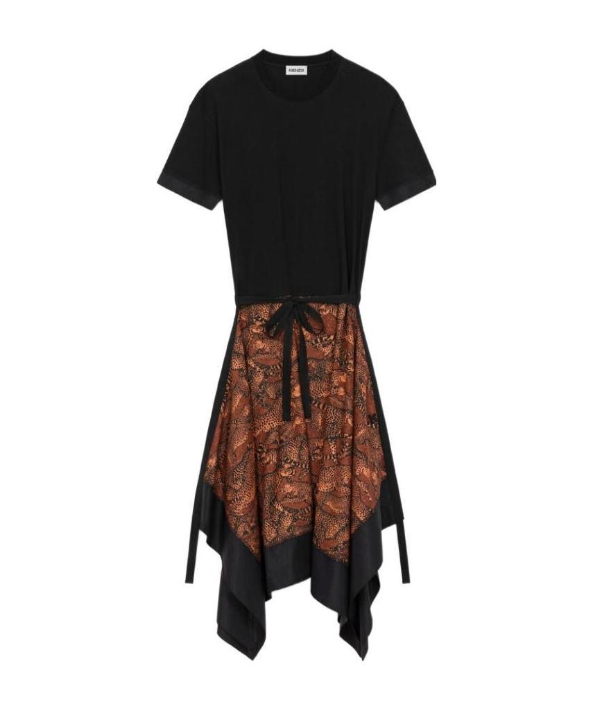 Kenzo Handkerchief-hem Dress In Black
