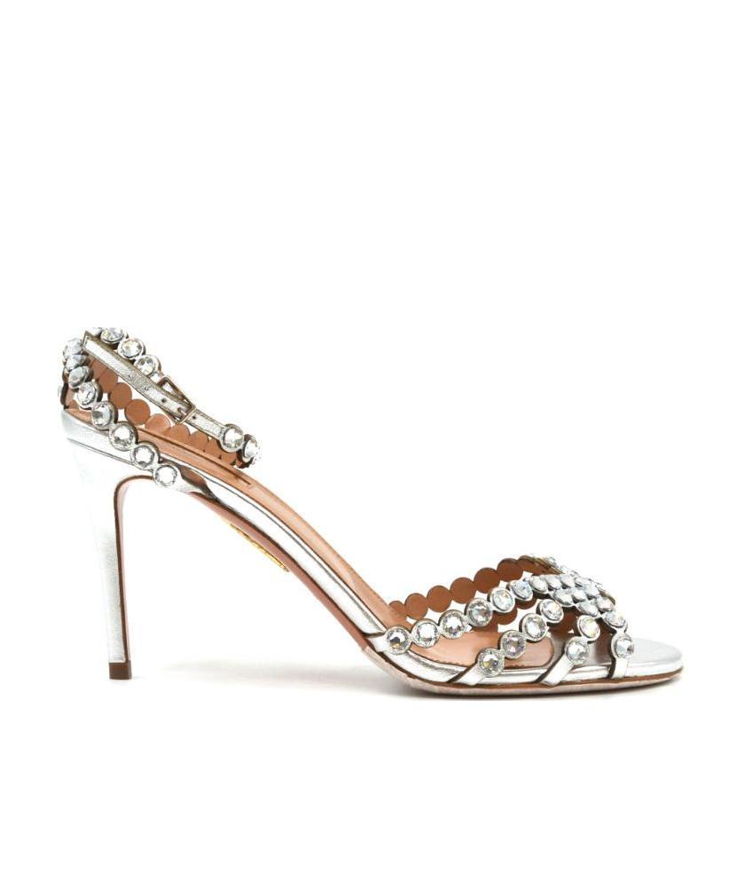 Aquazzura Tequila 85 Crystal-embellished Sandals In Nude