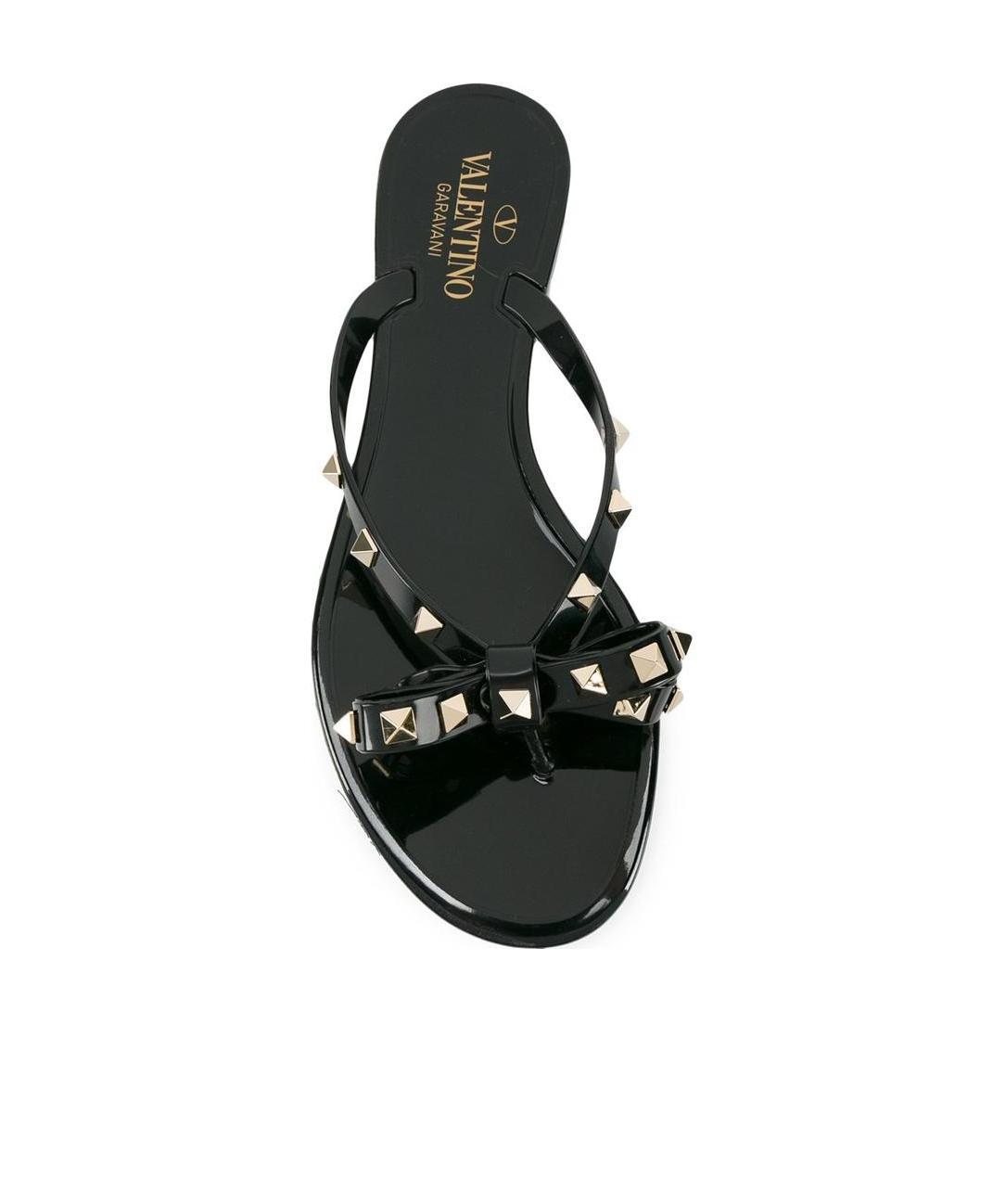 Valentino Heel Sandals With Bow Accent And Studded Embellishments In Black
