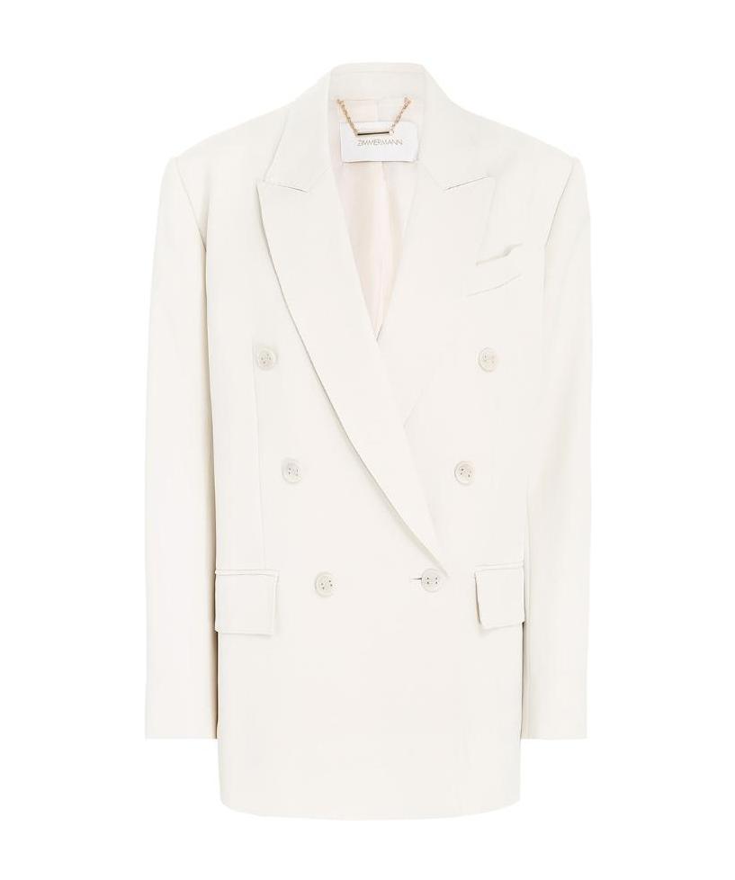 Zimmermann Double-breasted Suit Jacket In White