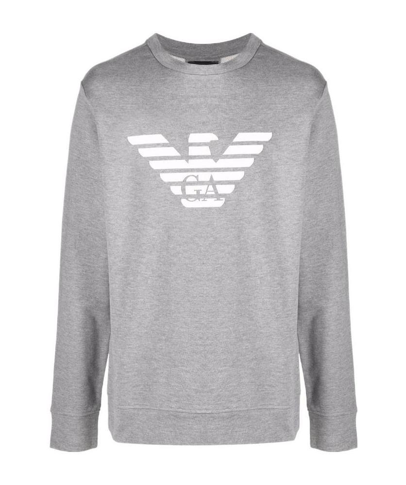 Emporio Armani Logo-print Crew Neck Sweatshirt In Gray
