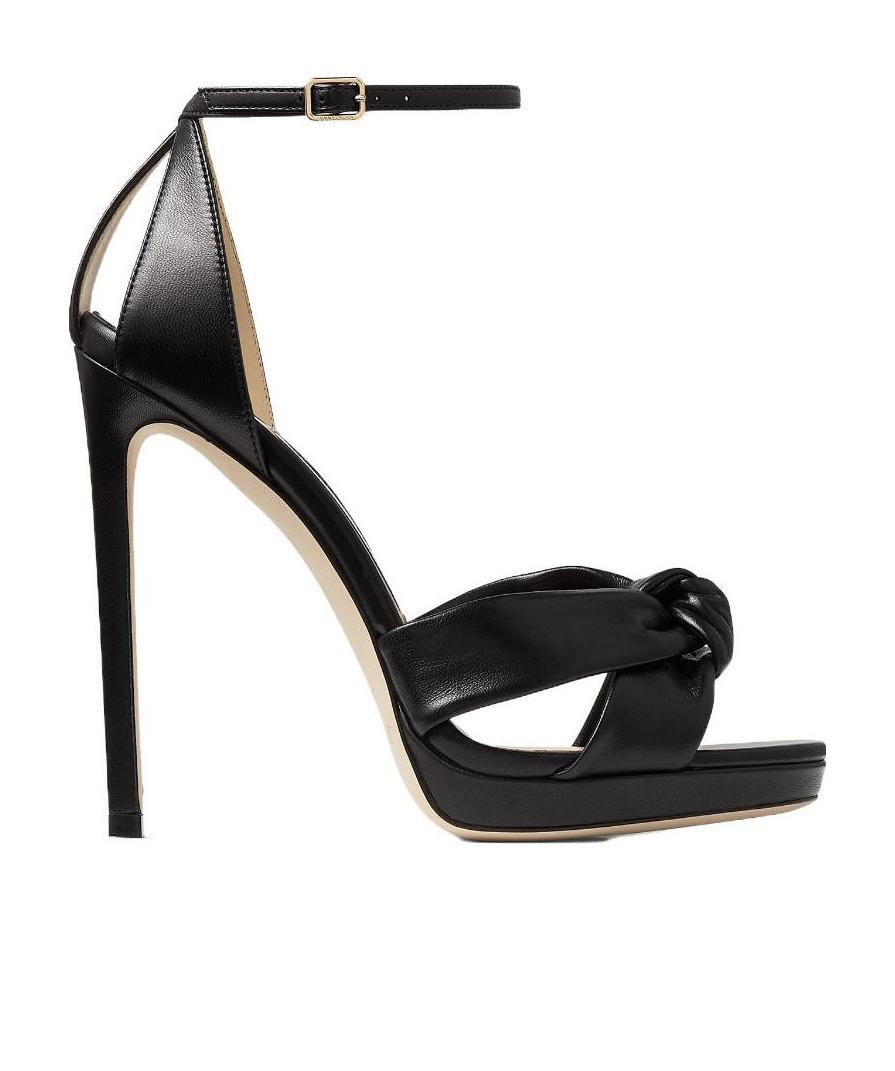 Jimmy Choo Rosie Knot Leather Ankle-strap Sandals In Black