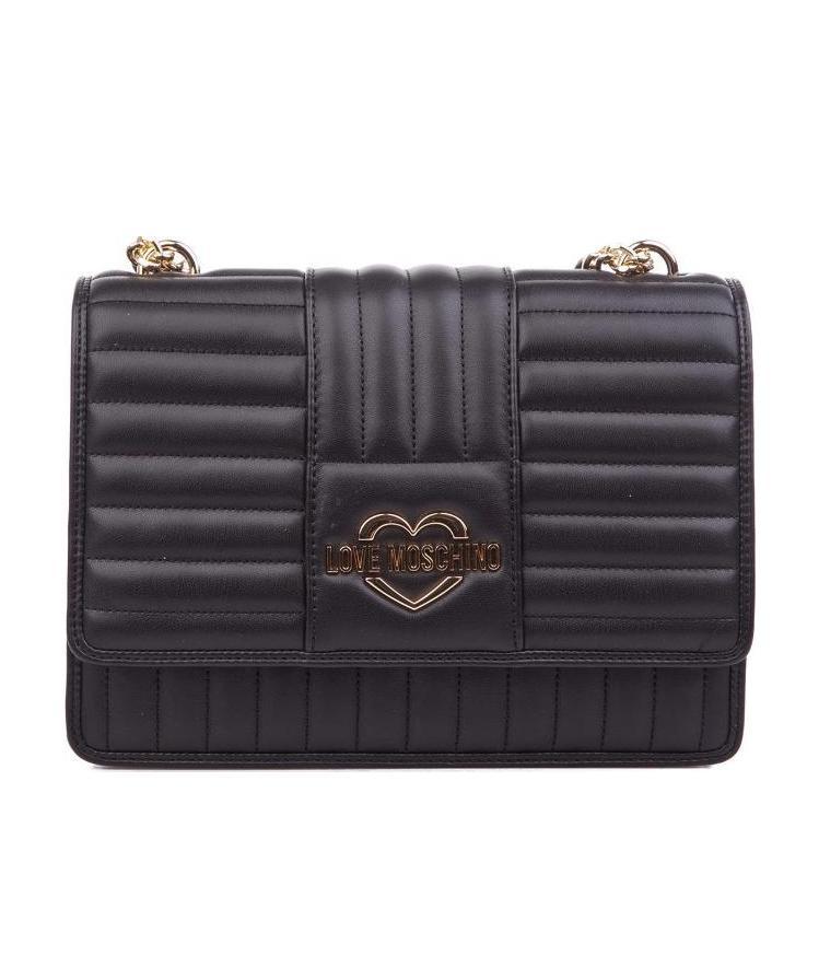 Moschino Logo Plaque Quilted Crossbody Bag