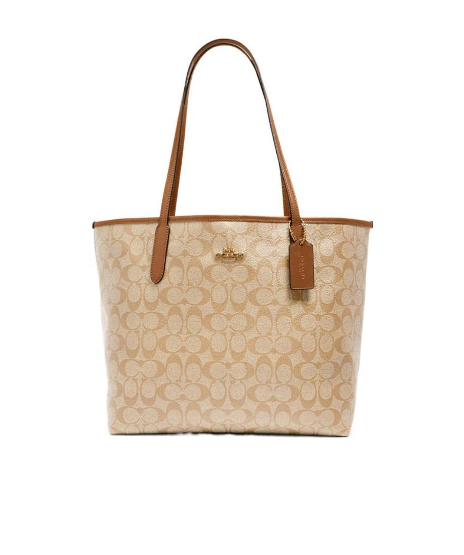 Coach Large Logo Handbag In Nude