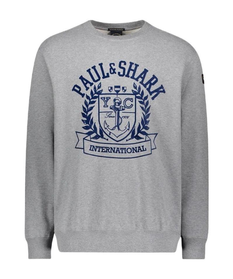 Paul & Shark Round-necked Logo Sweater In Gray