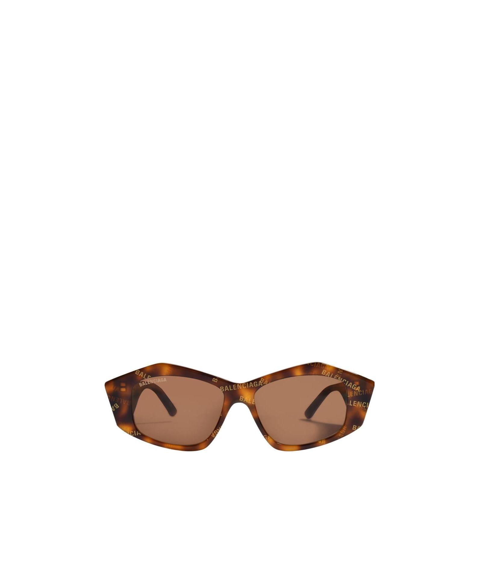 Balenciaga Cut Rectangular-frame Sunglasses In Brown