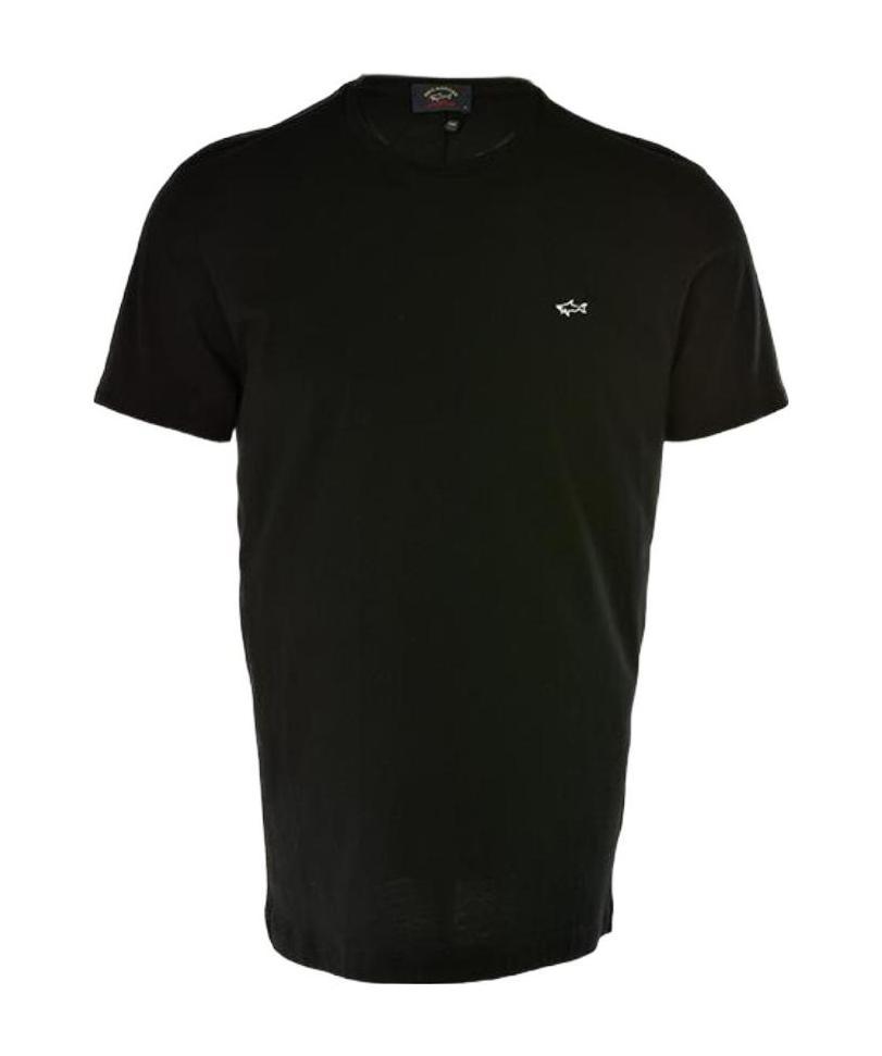 Paul & Shark Chest Shark Logo Piquet Polo In Black