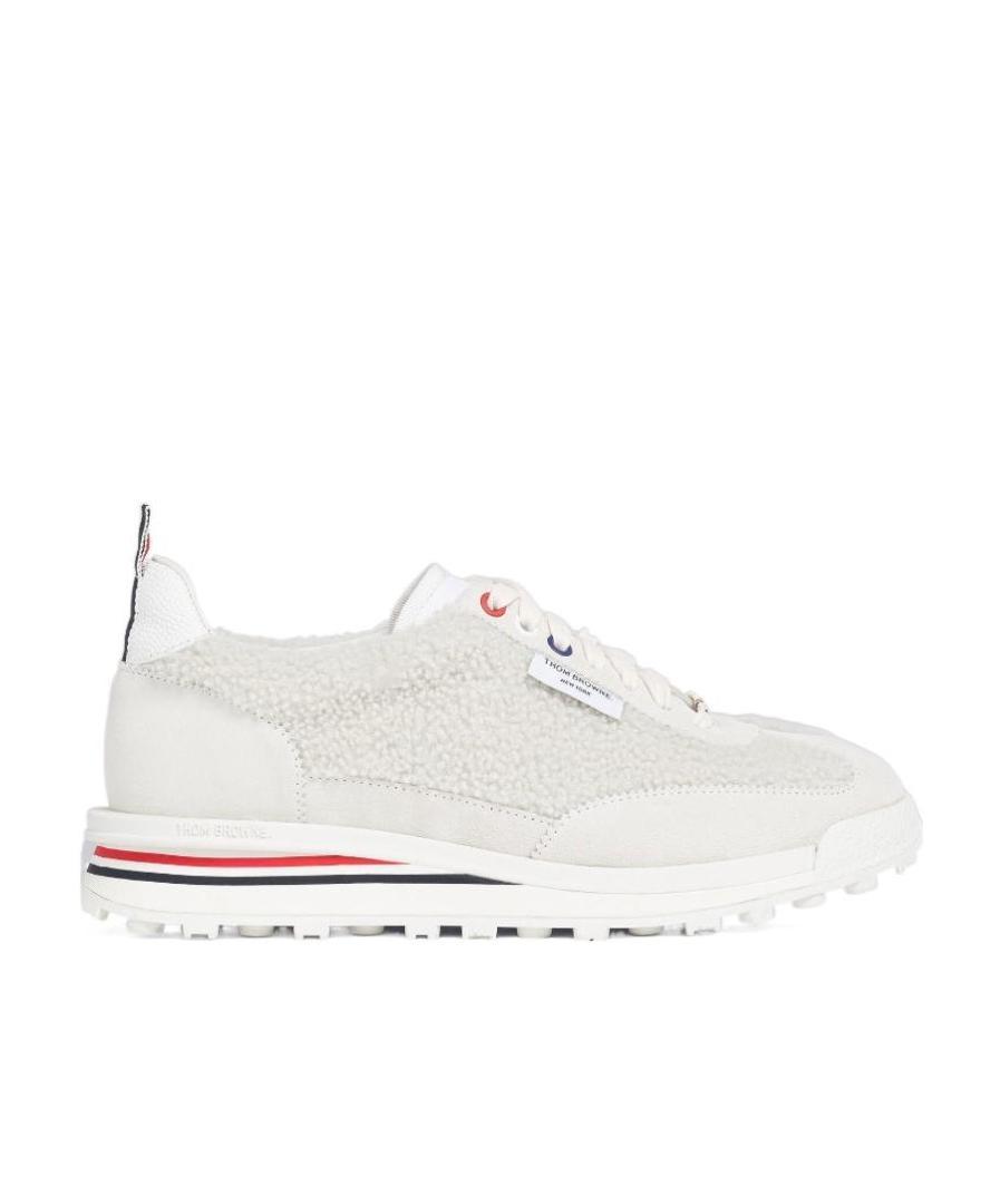 Thom Browne Tech Runner Shearling Sneakers In White