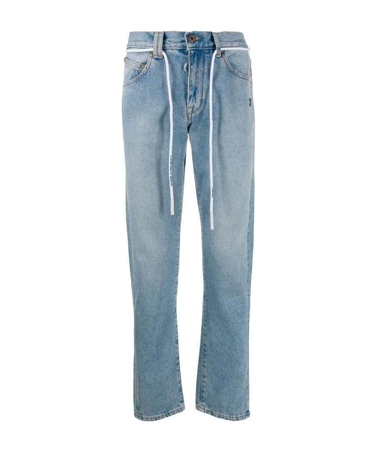 Off-white Stitched Straight Jeans In Blue