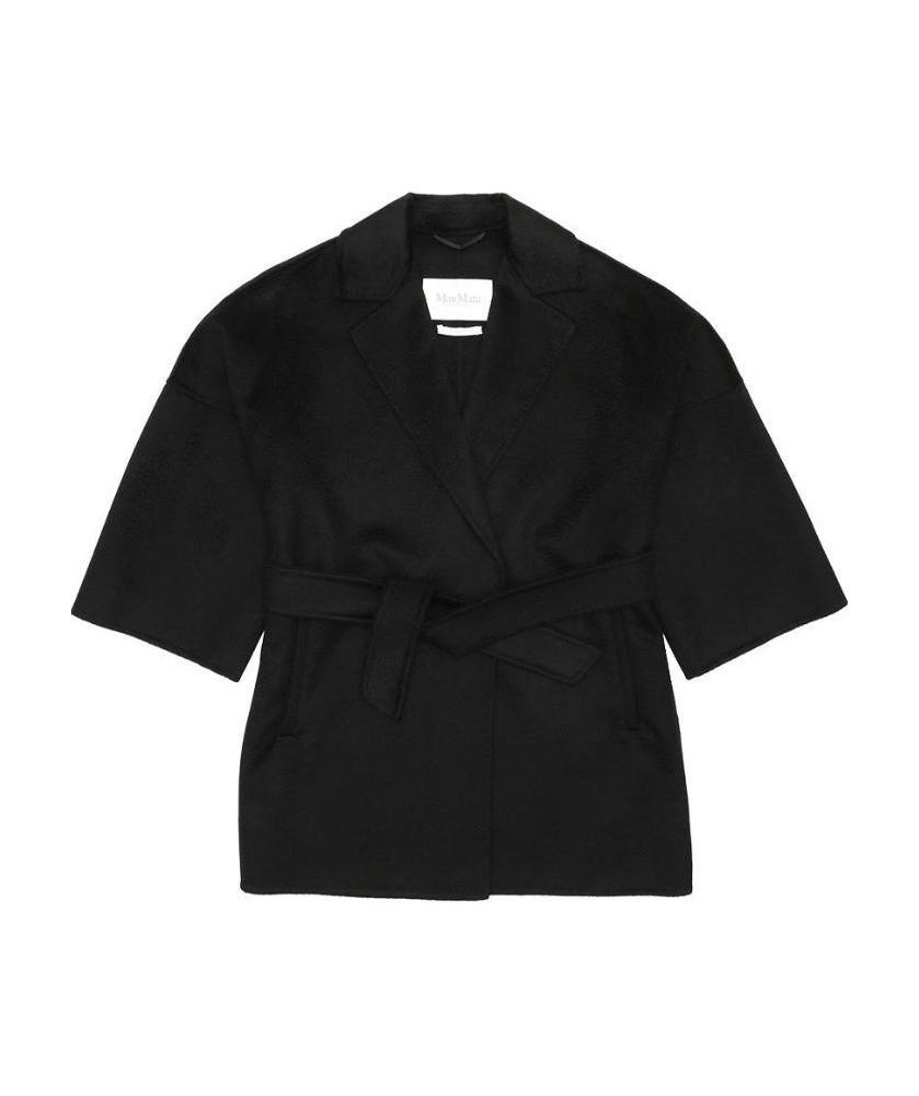 Max Mara Tie A Belt Overcoat In Black