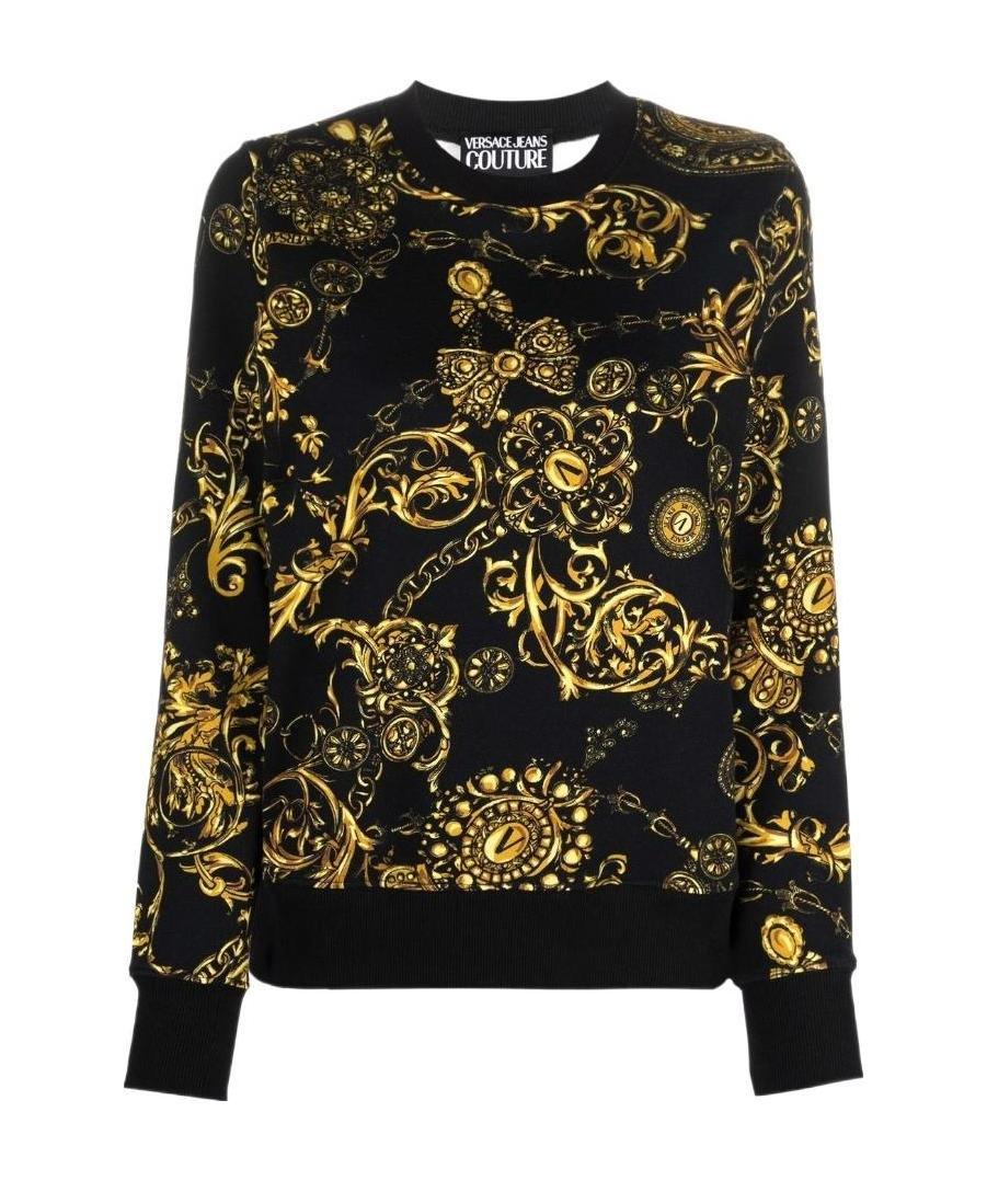 Versace Baroque-pattern Long-sleeve Sweatshirt In Black