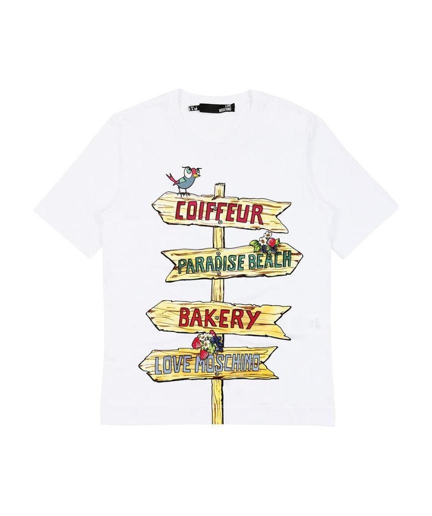 Moschino Printed T-shirt With Round Neck In White