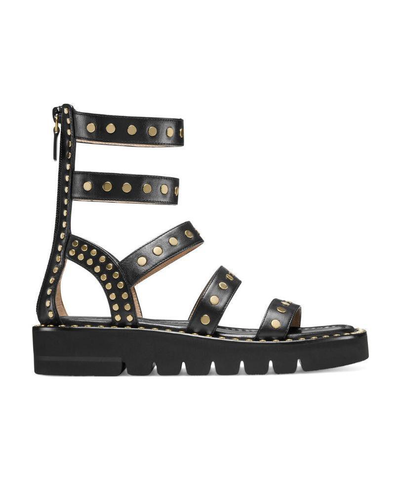 Stuart Weitzman Stud-embellished Open-toe Sandals In Green