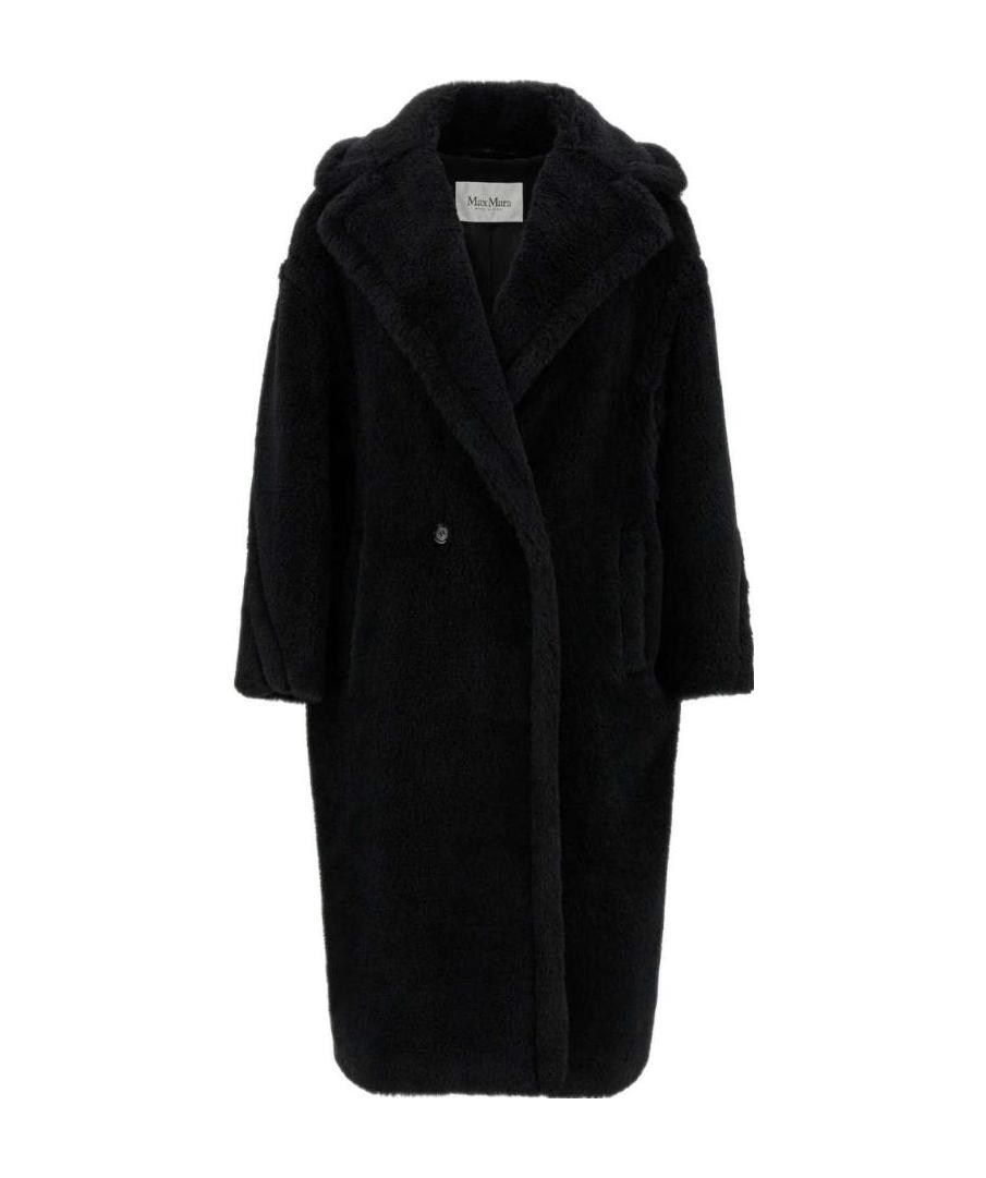 Max Mara Hooded Coat With Belt In Black Wool In Black