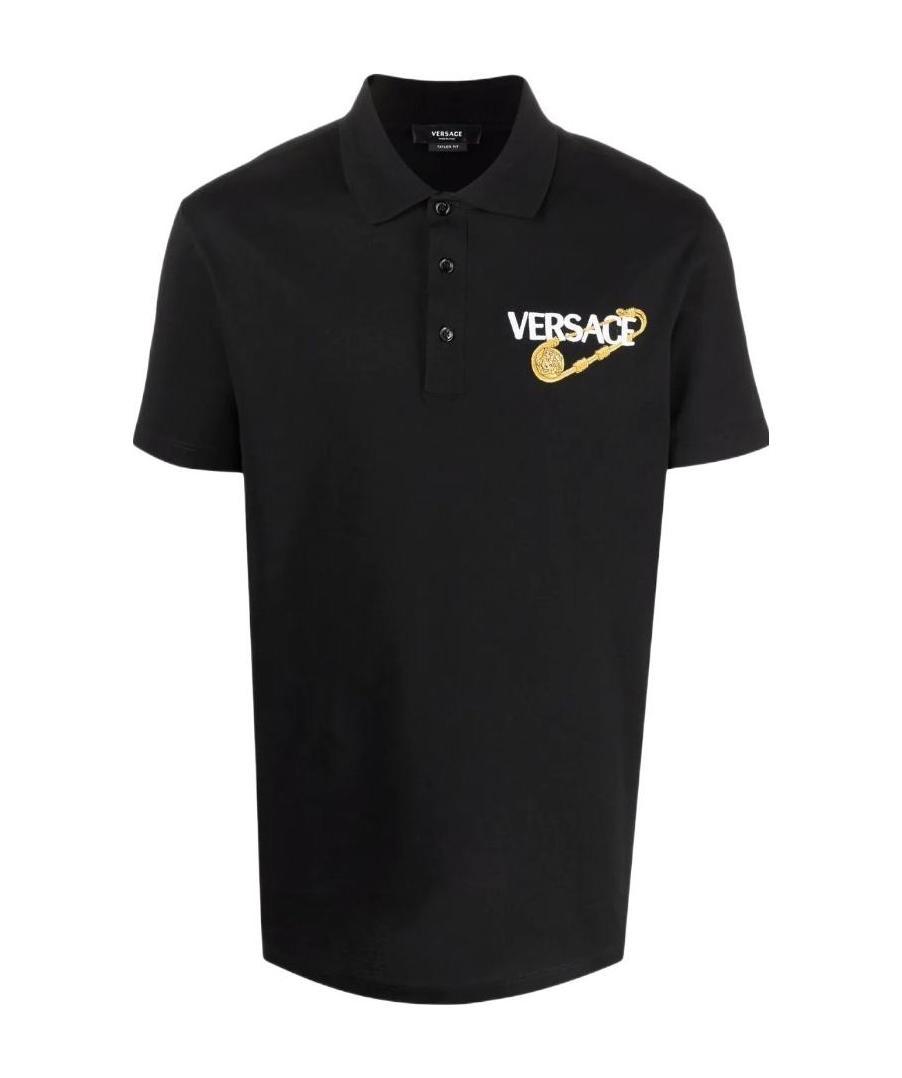 VERSACE SAFETY PIN SHORT-SLEEVE POLO SHIRT