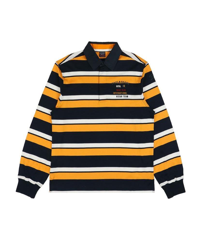 Paul & Shark Striped Long-sleeved Polo Shirt In Black