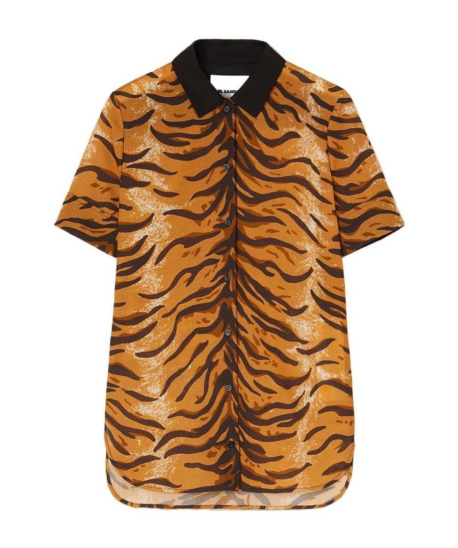 Jil Sander Animal-print Short-sleeve Shirt In Orange