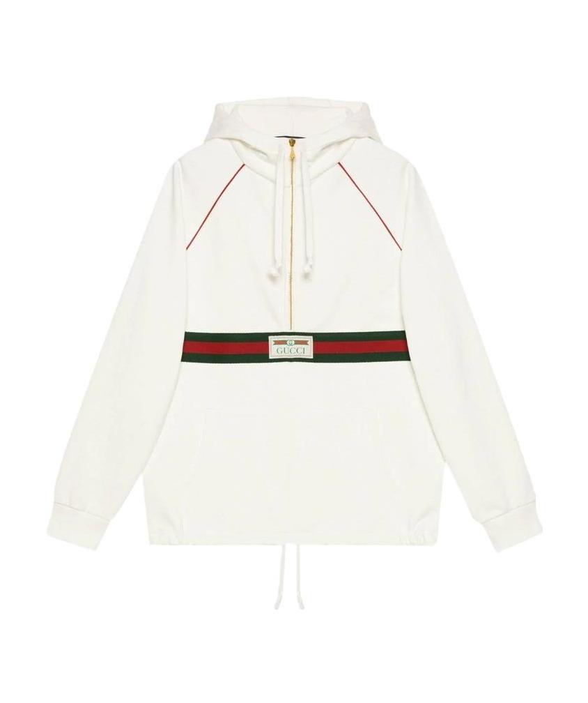 Gucci Web Stripe-print Hoodie In White