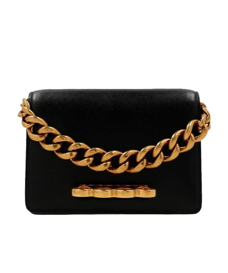 Alexander Mcqueen Four Ring Shoulder Bag In Black
