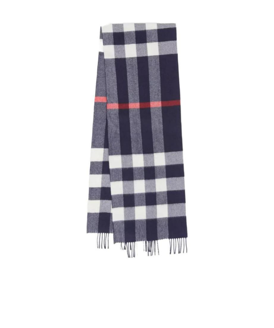 Shop Burberry Check Cashmere Scarf In Blue