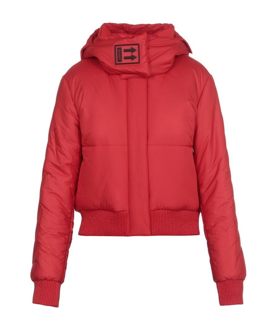 Off-white Cropped Padded Coat In Red