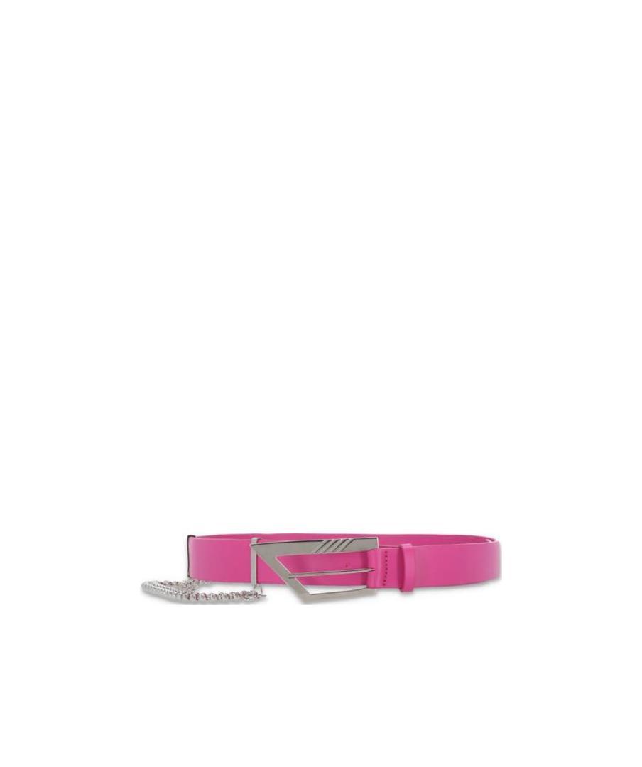 Attico Chain-embellished Leather Belt In Pink