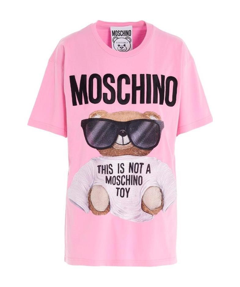 Moschino Logo Printed T-shirt In Gray