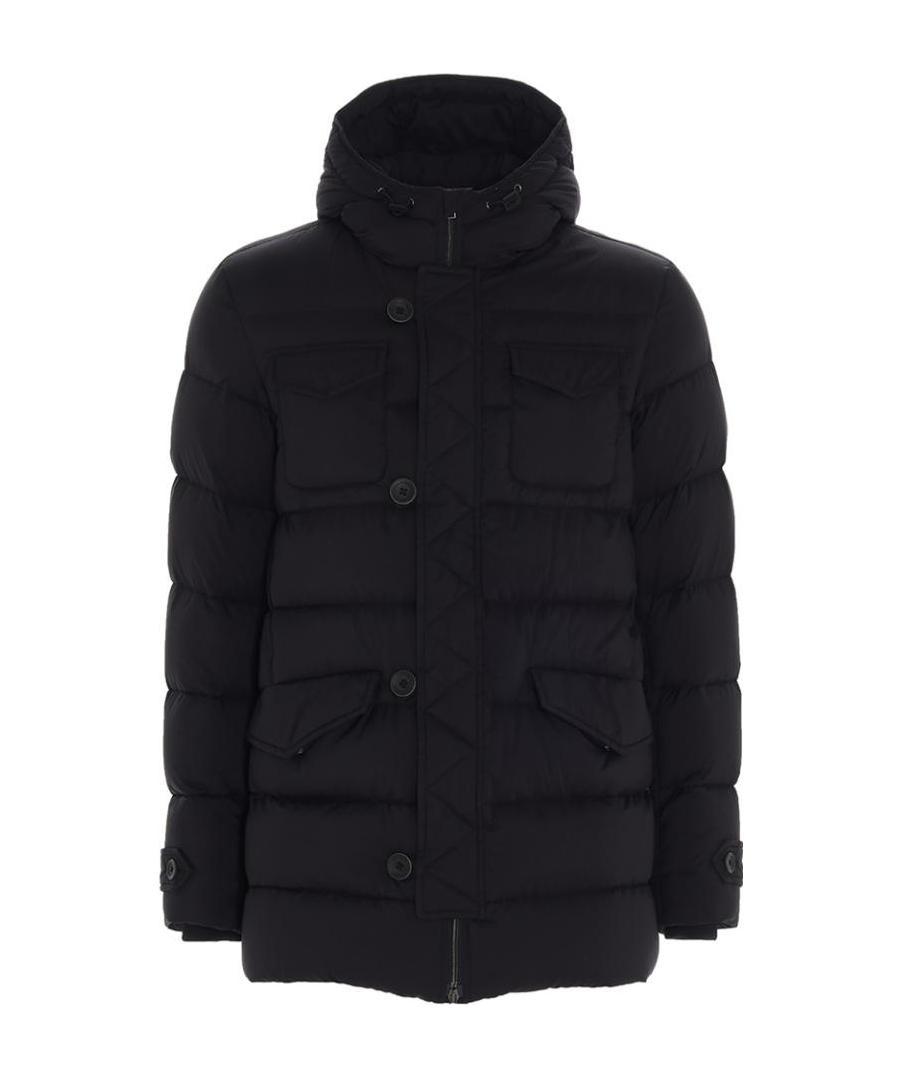 Herno Flap Pockets Padded Coat In Black